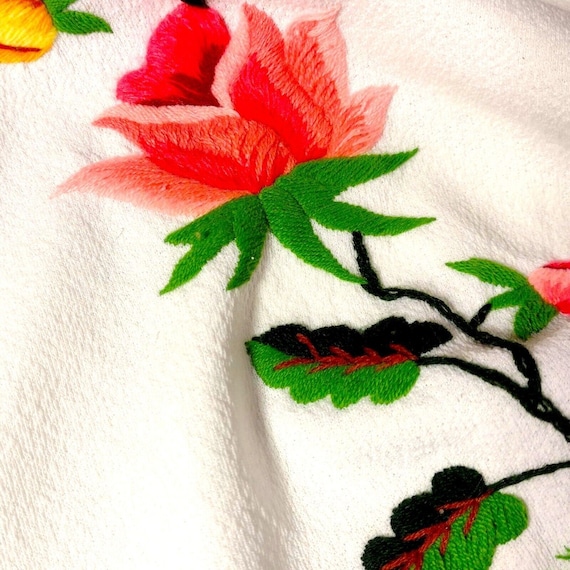 Vintage Piano Scarf Embroidered Shawl Wrap Floral… - image 5