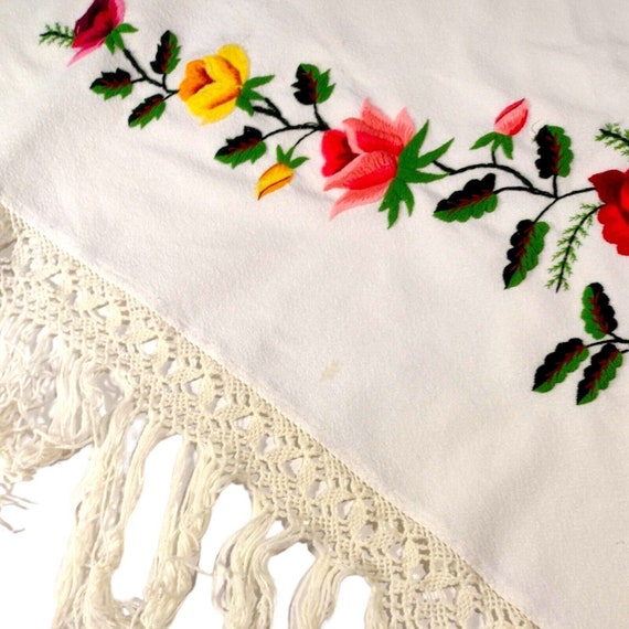 Vintage Piano Scarf Embroidered Shawl Wrap Floral… - image 2