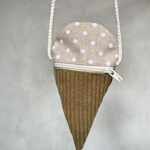 Eistasche Geldbeutel Kinder Tasche Geschenk Eistäschchen | Beige Glitzer mit weißen Punkten