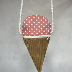 Eistasche Geldbeutel Kinder Tasche Geschenk Eistäschchen | Altrosa mit weißen Punkten