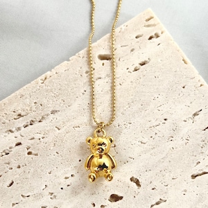 Teddy Bear Necklace, 18K Gold Teddy Bear Pendant Necklace, Cute Gift For Girls / Women, Valentine&#39;s Day Gift