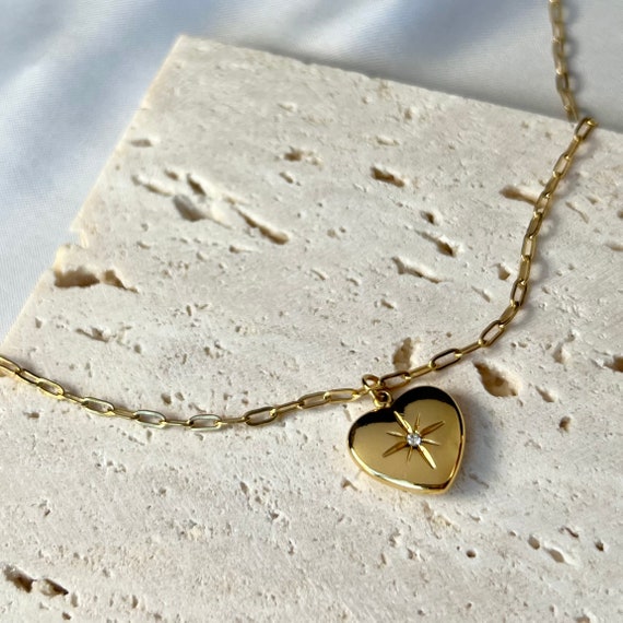 Heart Gold Star Necklace Heart Gold Star Necklace