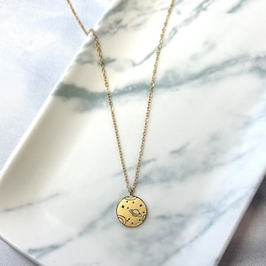 Galaxy Necklace, Planet Coin Necklace, Universe Planet Necklace, 18K Gold Saturn Necklace, Gift for Solar System and Universe Lovers