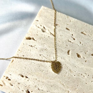 Monstera Foliage Necklace, Tropical Plants Leaf Necklace, 18K Gold Leaf Charm, Nature Lover Necklace Gift, Valentine&#39;s Day Gift