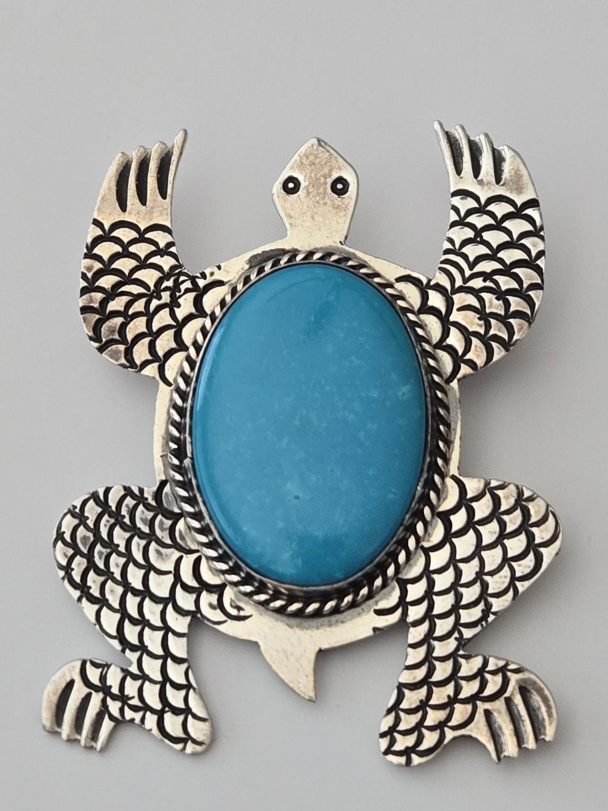 Navajo signed sterling turquoise brooch - Etsy 日本