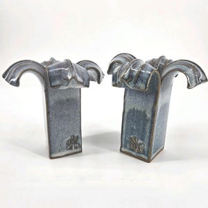 2 Vtg Keramik P Anthony Stengods Franska Glaserade Ljusstakar Studio Signerade