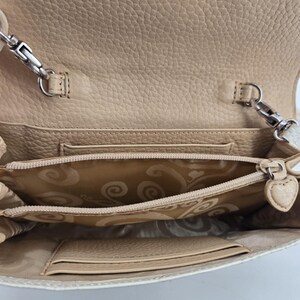 Vtg Brighton Off White Crocodile Leather Embroidered Flower Wallet Crossbody Bag image 9