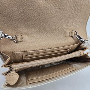 Vtg Brighton Off White Crocodile Leather Embroidered Flower Wallet Crossbody Bag image 7