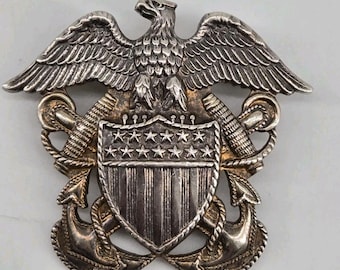 925 Sterling Silver Gold Plated Antique WWII US Navy Eagle and