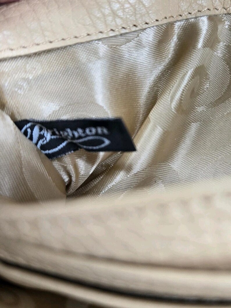 Vtg Brighton Off White Crocodile Leather Embroidered Flower Wallet Crossbody Bag image 8