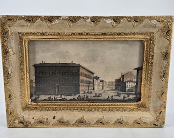 Vtg Dekorativt Hantverk Palazzo Strozzi Florens Handgjord Reproduktion Guldram