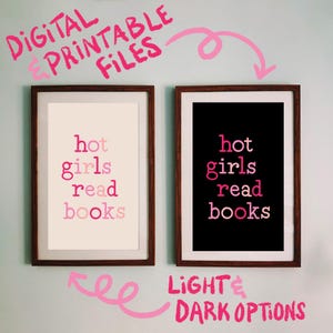 Book Lovers Dorm Wall Art | Bookish Reading Nook Decor | Digital Download Printable Reader Art Print | Hot Girls Read Books Poster
