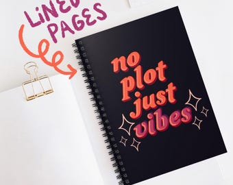 Liniertes Spiralblock für Schreiber | Autor Bullet Journal Roman Schreibplaner | kein Plot, nur Vibes | Geschenke für englische Majors