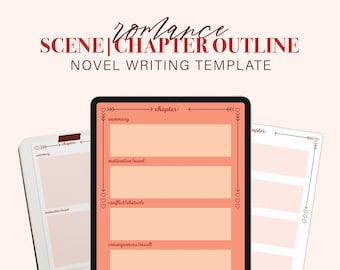 Scene Chapter Planner | Novel Writing Outline | Digital Printable Template | Romance Book Aesthetic