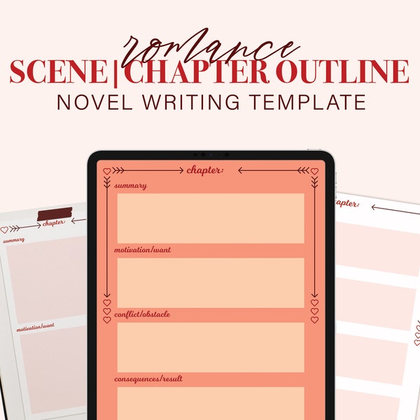 Scene Chapter Planner | Novel Writing Outline | Digital Printable Template | Romance Book Aesthetic