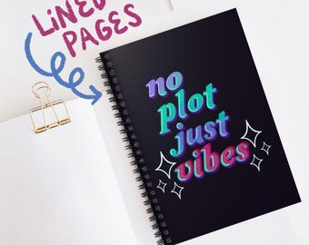 Liniertes Spiralblock für Schreiber | Autor Bullet Journal | Roman Schreibplan | kein Plot, nur Vibes | Geschenke für englische Majors