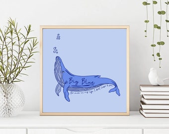 Vampire Weekend Big Blue Whale Digital Print for Wall Art, Sticker, Magnet, ETC