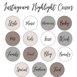 15 Minimalist Instagram Highlight Covers | Digital Downloads | Neutrals | Influencer