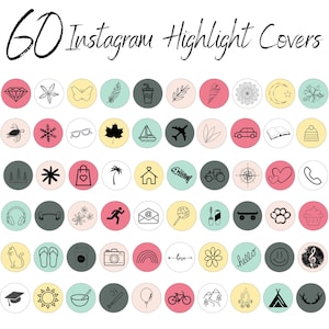 60 Bright Instagram Highlight Covers | Digital Download | Bright Colors | Influencer | Minimalist
