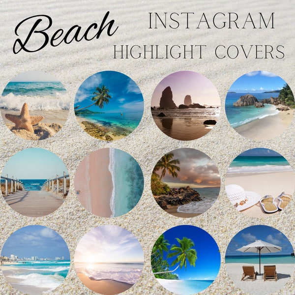 12 Beach Instagram Highlight Covers | Tropical Beaches | Sand | Palm Trees | Influencer
