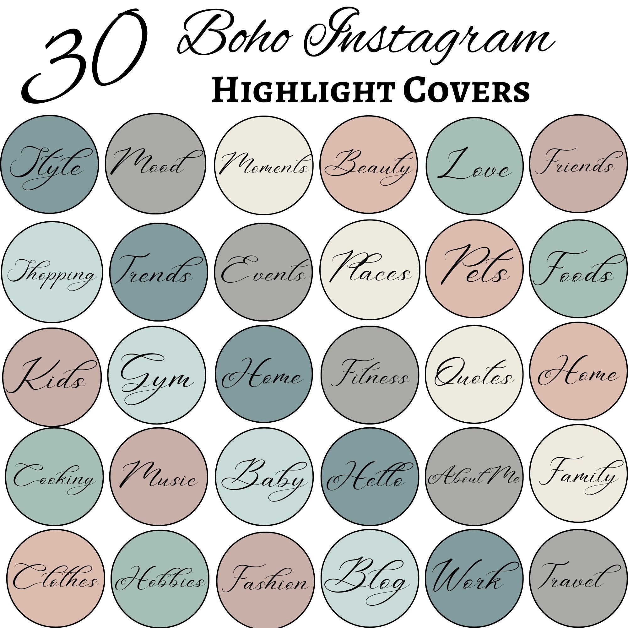30 Boho Instagram Highlight Covers | Influencer | Minimalist | Story ...