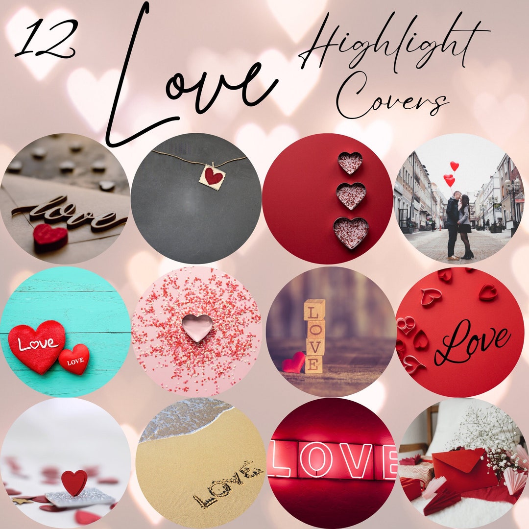 12 Love Instagram Highlight Covers Stories Valentines Covers Hearts Etsy