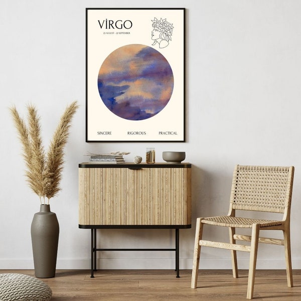 VİRGO Wall Art Zodiac Poster Printable, Virgo Art, Gift, Cosmic Wall Art, Horoscope Gifts, Astrology Art, Spiritual Art Print