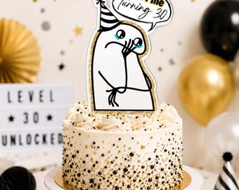 Funny Meme Cake Topper | Birthday Meme Cake Decorations | Cute Stick Figure Cupcake Toppers | Whimsical Party Hat Character Toppers Set, PDF