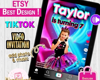 Invitación de cumpleaños de TikTok (MP4 personalizado) (descarga digital)