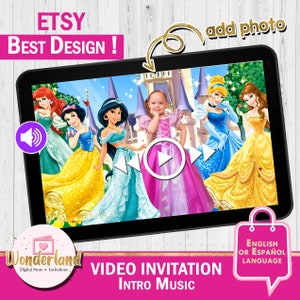 Princess birthday invitation, Animated Invitation, Princess Video Invitation, Princess Invitation, photo video, Video Invite