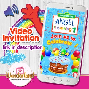 Birthday Party Invitation Animated Invite Birthday Invitation Video Digital Birthday Invite,  red monster video invitation,