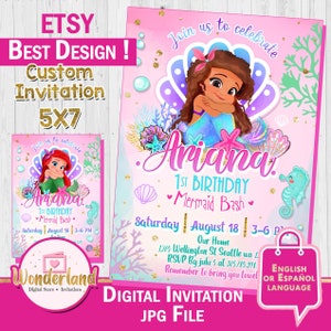 Mermaid Invitation, Mermaid Under the Sea Pool Party Invitation Girl Birthday Invite Party Birthday Little Mermaid Invitation ariel princess