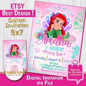 Invitation vidéo d'anniversaire de sirène, invitation de sirène, fête d'anniversaire de sirène, fête de la piscine de la petite sirène, invitation de la petite sirène, sous la mer