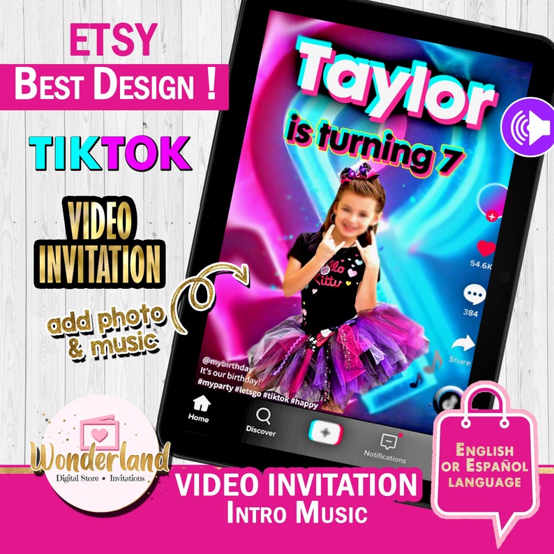 Tik Tok Invitation, Tik Tok Digital Invitation, Tok Birthday Party