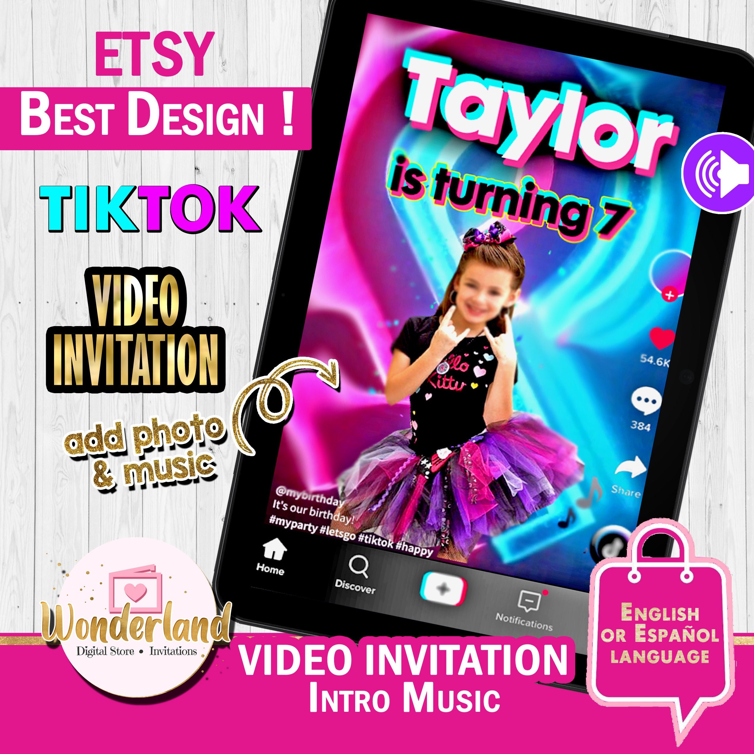 Tik Tok Invitation, Tik Tok Digital Invitation, Tok Birthday Party