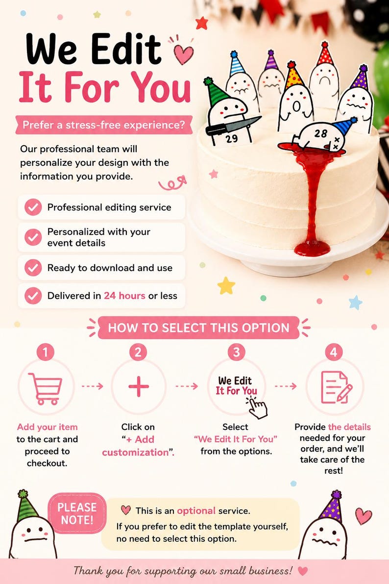 Funny Meme Cake Topper | Birthday Meme Cake Decorations | Cute Stick Figure Cupcake Toppers | Whimsical Party Hat Character Toppers Set, PDF image 2