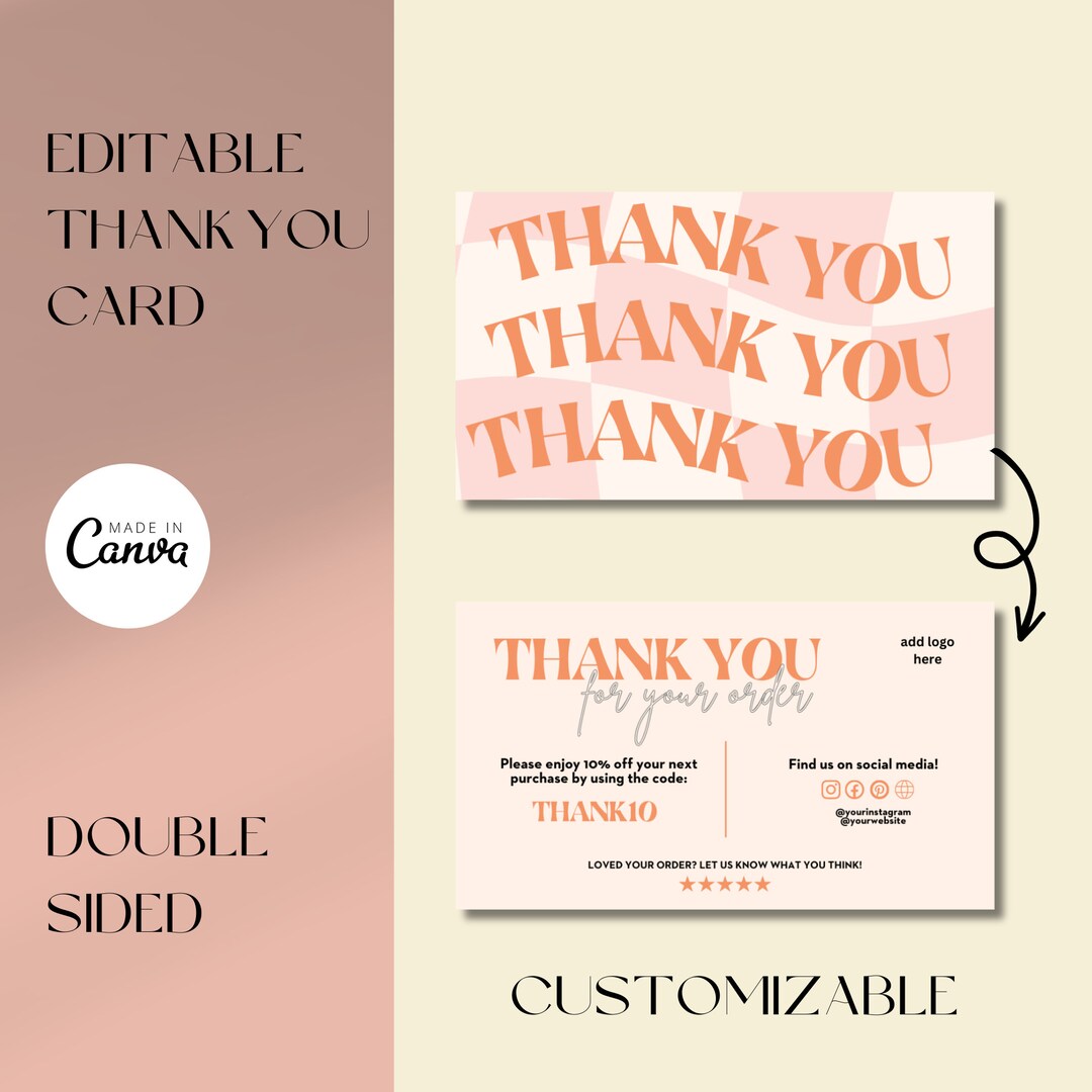 Thank You Retro Card Template Canva Editable Customizable Canva ...