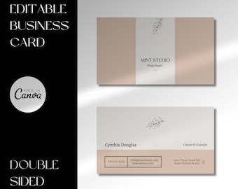 Business Card template canva editable fully customizable, modern chic