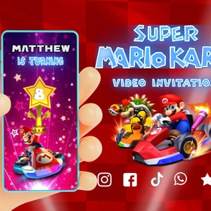 Mario Kart Birthday Invitation | Super Mario Bros Animated Video Invitation |