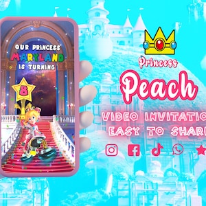 Princess Peach Mario Video Invitation, Animated Invitation