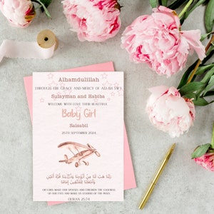 Geboortekaartje baby, cadeau pasgeboren babymeisje, digitaal geboortekaartje, gepersonaliseerd babycadeau, op maat gemaakt geboortekaartje,