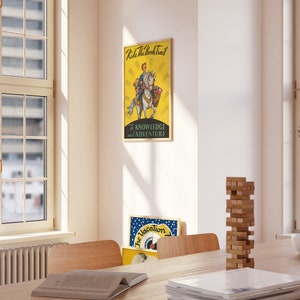 Interior image showing a set of vintage book and library themed posters. Reading and book related wall art for downloading and printing at home.