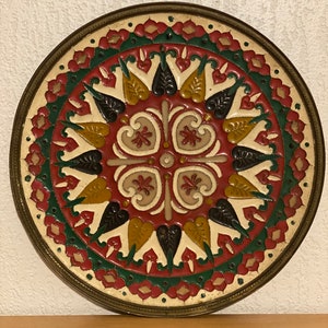 Antique Ottoman Inlaid Copper Plate - Handmade Wall Decor, Early 20th Century.