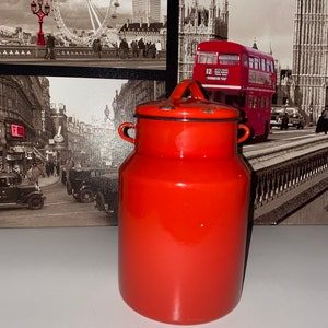 Yugoslavian EMO Celje Enamel Large Red Pitcher/Container - Stamped Bottom
