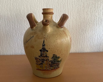 ANTIQUE FRENCH TERRACOTTA Confit Pot glazed Oil Pitcher - French Rustic Terracotta Jug - French Rustic stoneware Glazed Jar -Earthenware Jug