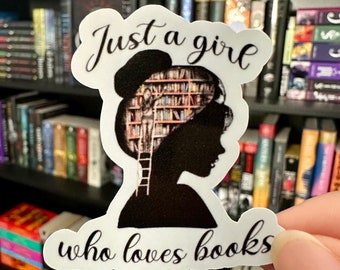 Just a Girl Who Loves Books, stickers for kindle/laptop, book lover gift, water bottle sticker, reading decal, best friend gift