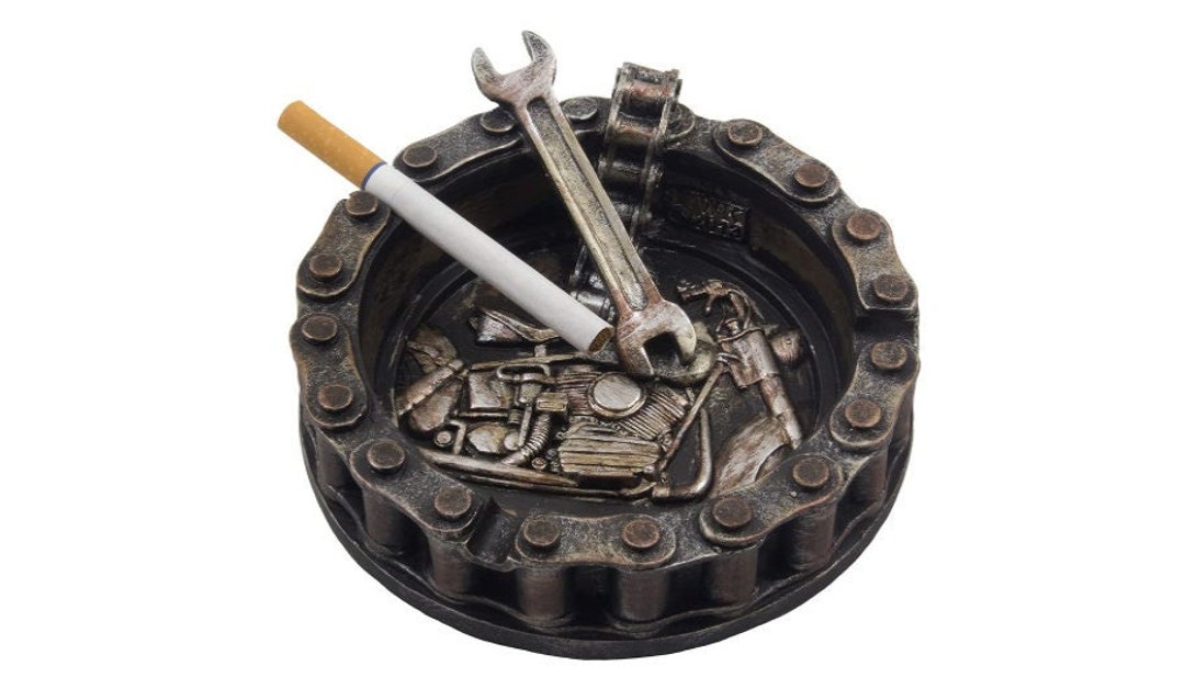 Motorcycle Chain Ashtray With Wrench and Bike Motif Great for Etsy
