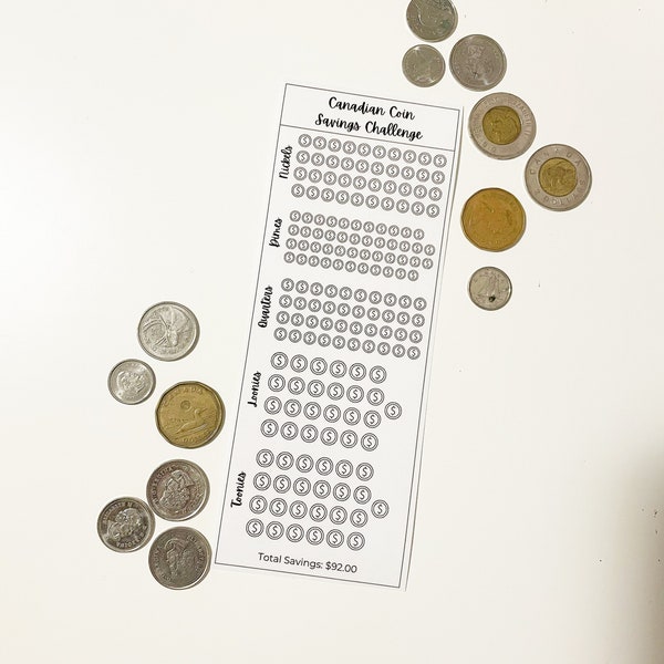 COIN SAVINGS TRACKER | Canadian Coin Tracker | Coin Savings Challenge