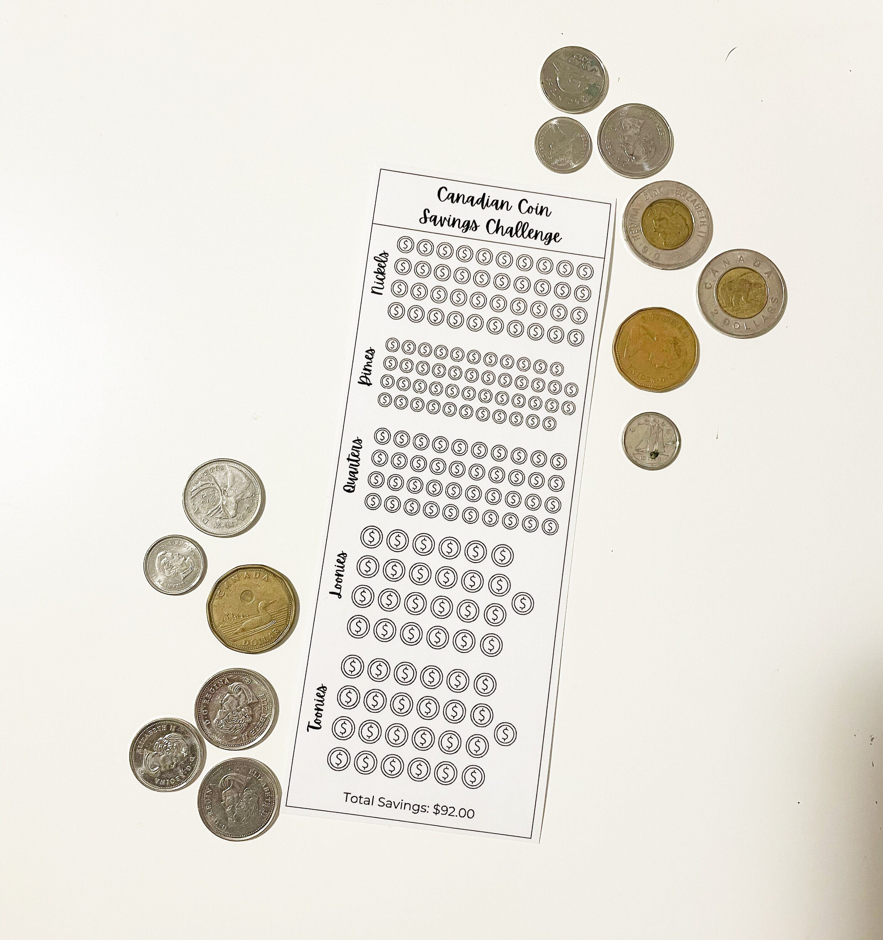 COIN SAVINGS TRACKER Canadian Coin Tracker Coin Savings Challenge -   Canada