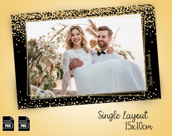 Party Photo Booth Template, Party Photo Booth Template (single), (4x6/10x15), Personalized - "Golden confetti", (PNG, PSD)